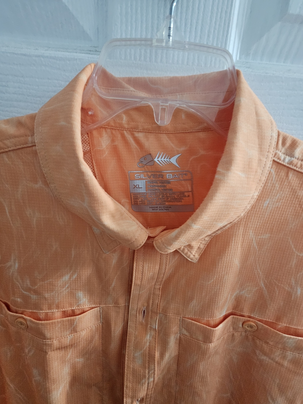 Silver Bait Men's Orange Short-Sleeve Casual Button-Down Shirt